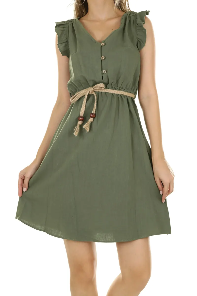 Robe à volants vert sauge